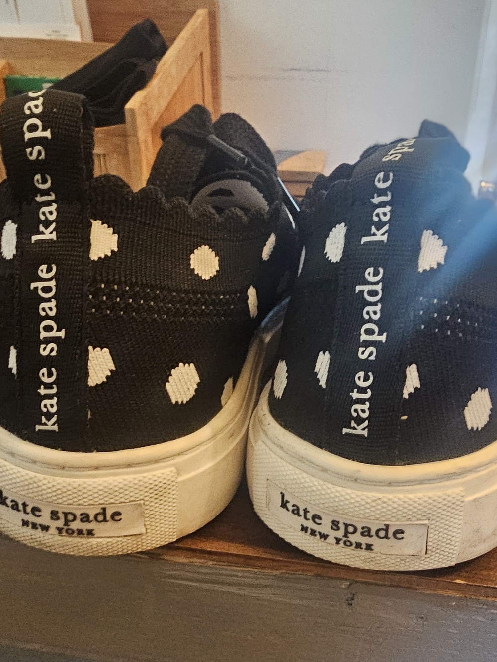 Kate Spade Black & White Polka Dot Slip-On Sneakers - Picture 5 of 6